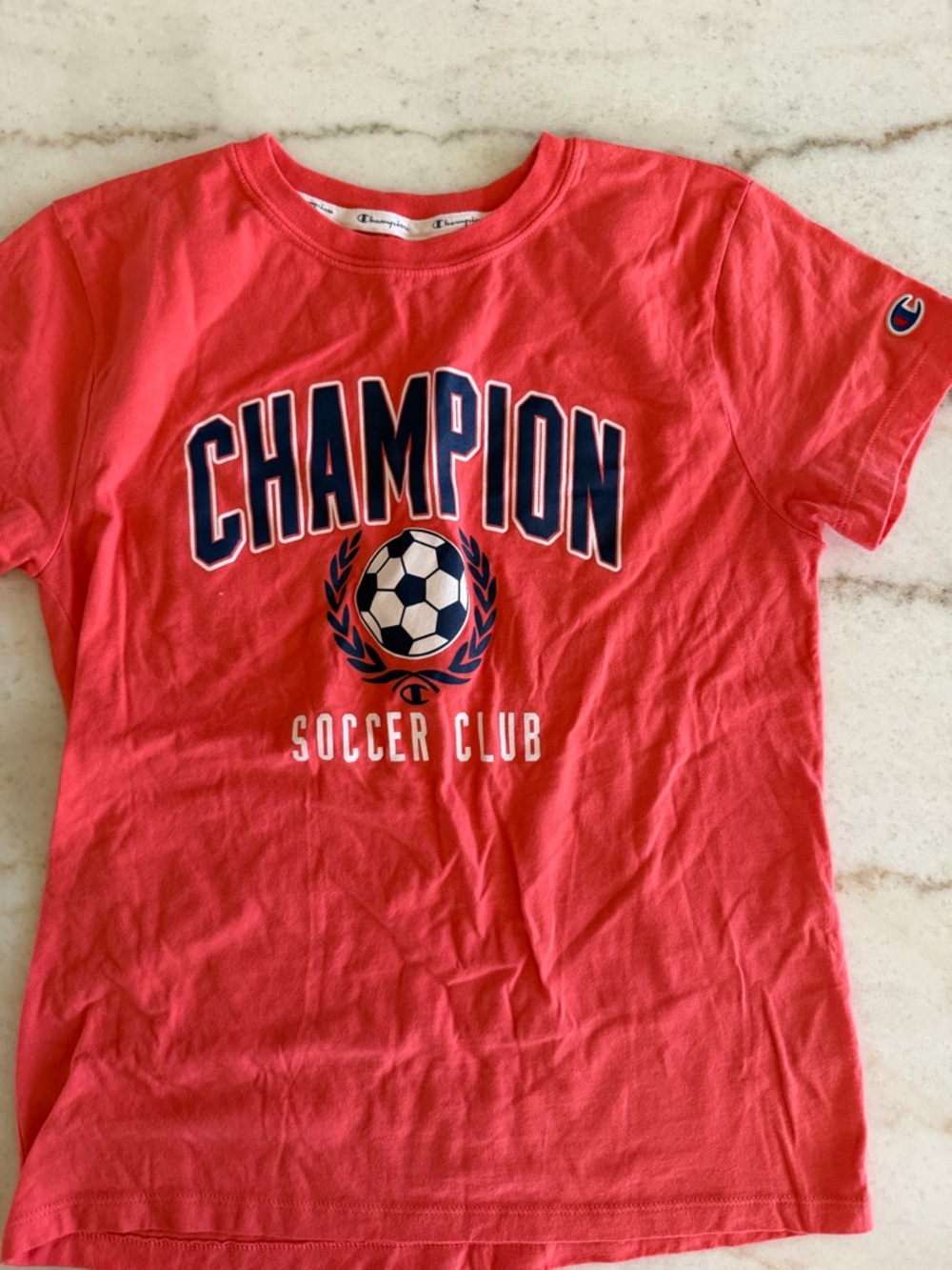Champion Kids Coral & Navy Soccer Club Graphic Tee